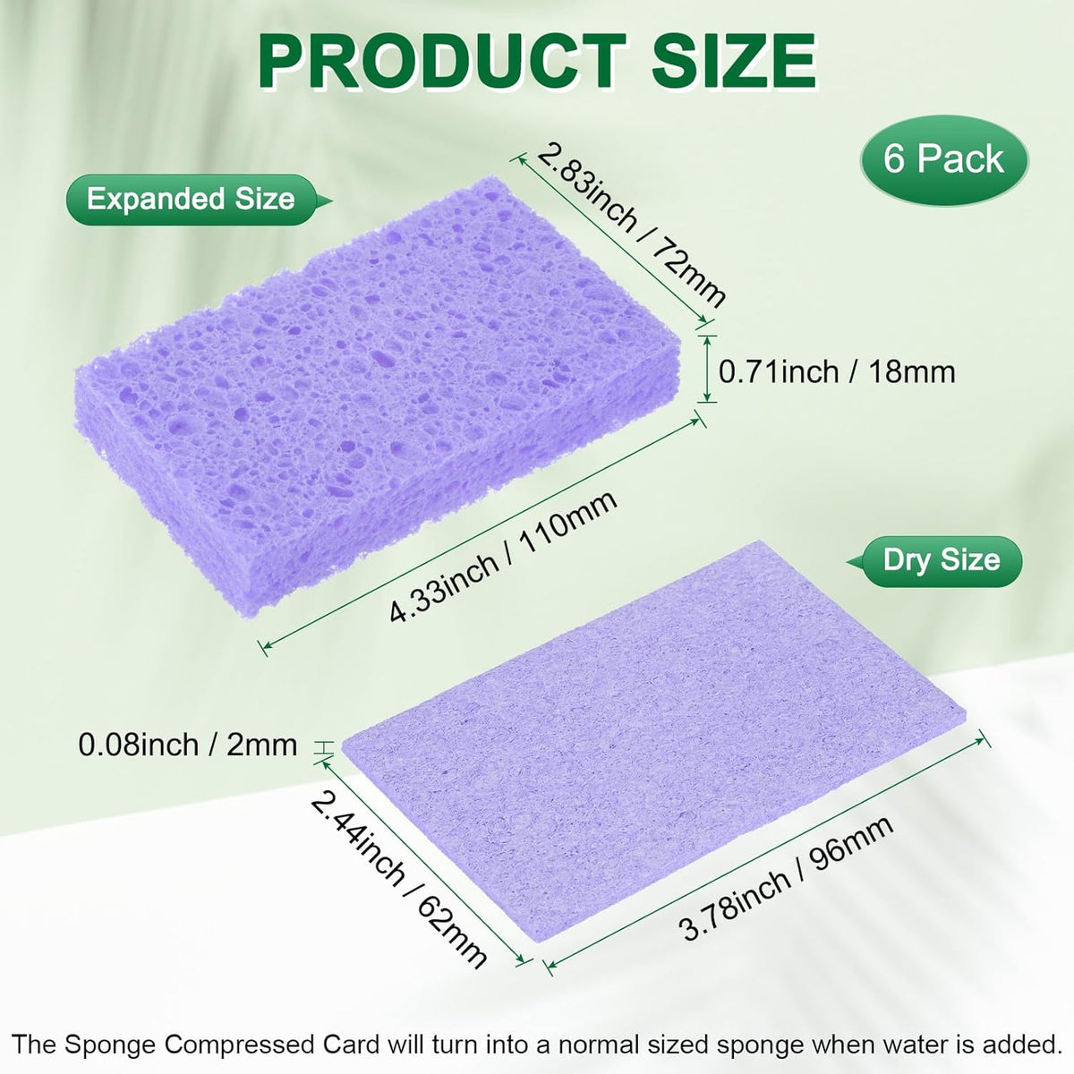 6-Pack Kitchen Sponges, Condense Eco Cellulose Non-Scratch Scrub Heavy Sponge for