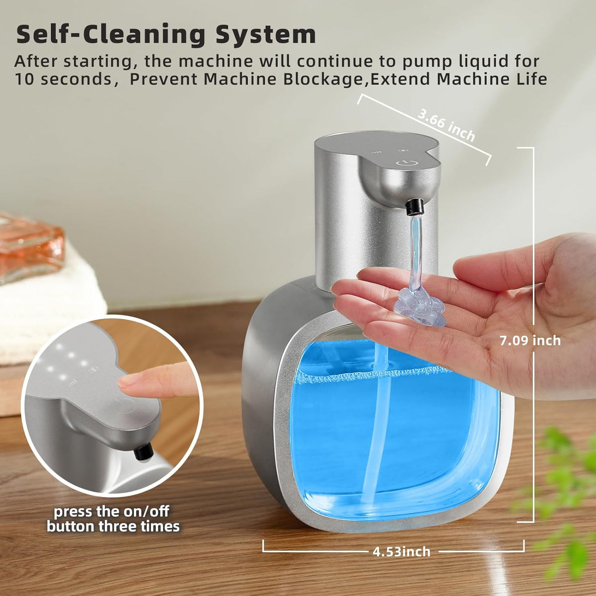 Automatic Liquid Soap Dispenser, 17oz/500ml Touchless Rechargeable with 4-Level Adjustable & IPX5