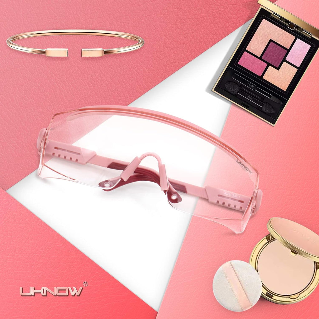UKNOW Safety Goggles Over Glasses, Safety Glasses Anti Fog Wraparound Eye Protection, Protective