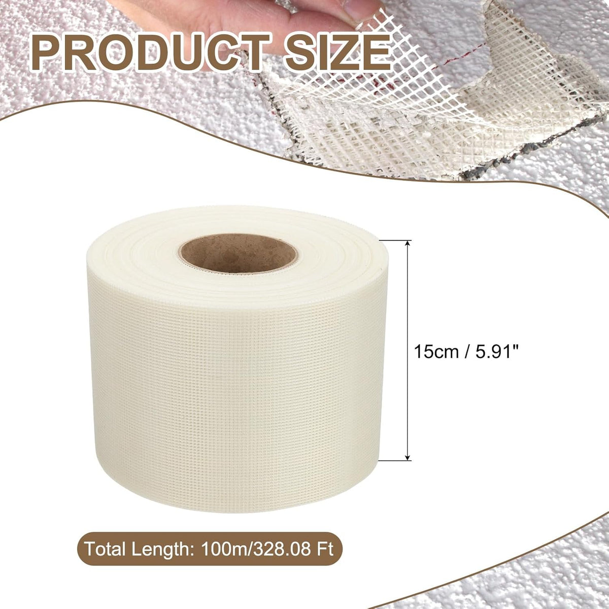 PATIKIL Drywall Repair Mesh Tape, 6 inch x 328 ft Fiberglass Repair Patch Self-Adhesive Dry Wall