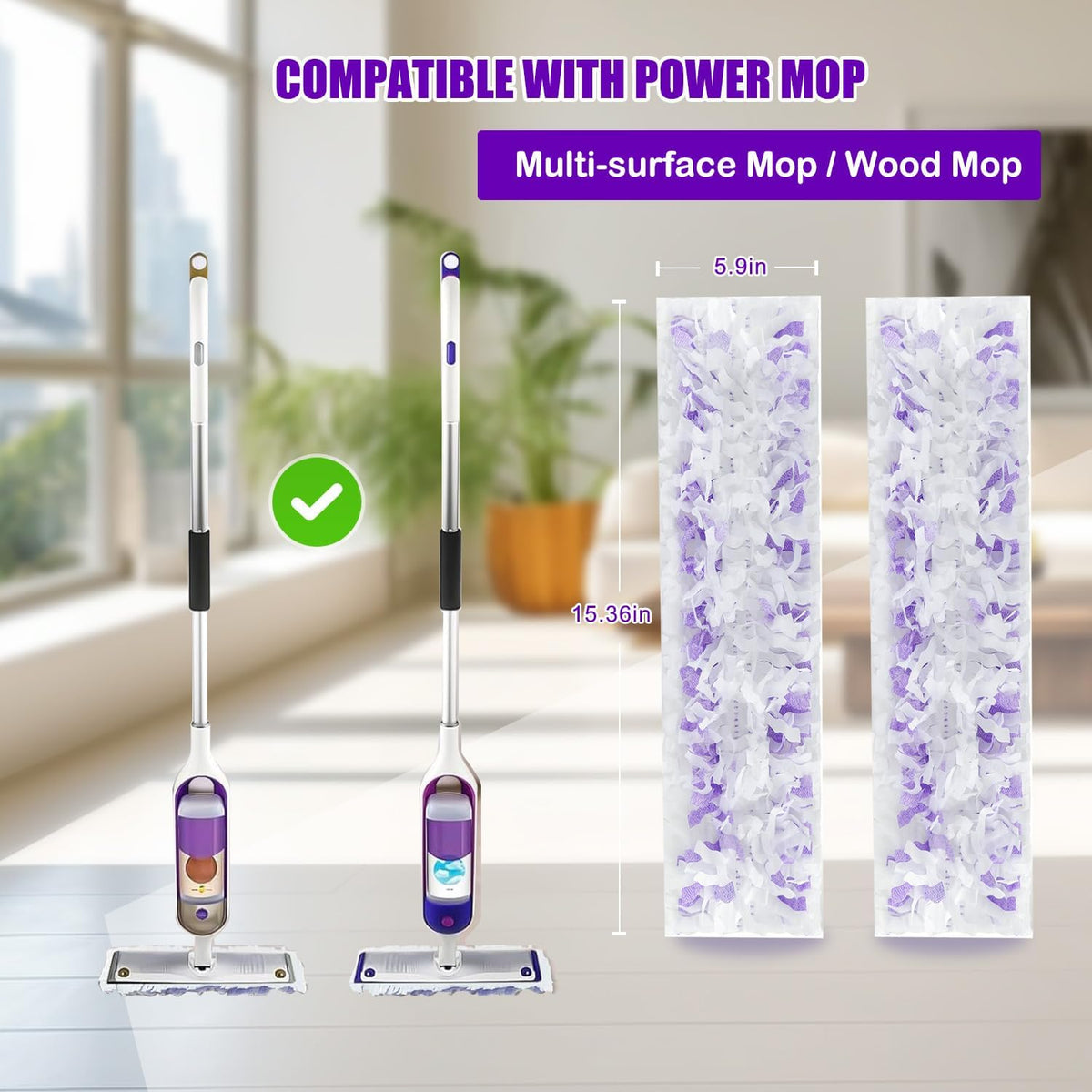 20 Count Power Mop Pads Refills for Swiffer PowerMop Multi-Surface Mopping Pad Disposable