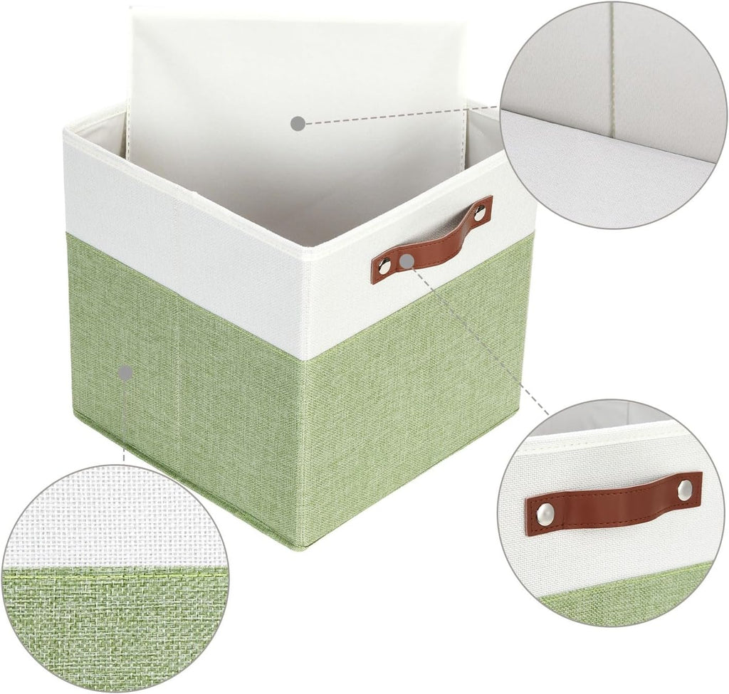 HNZIGE Fabric 11x11 Cube Storage Bins, Set of 4, Foldable Storage Cube Bin Baskets for Shelves with