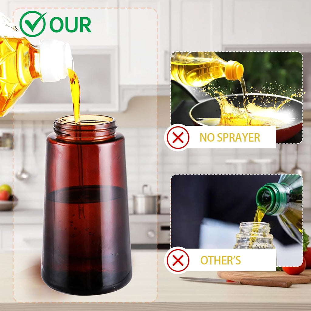 2-in-1 Glass Oil Dispenser & Sprayer - 16oz/470ml Leakproof Olive Oil Sprayer Bottle for Cooking