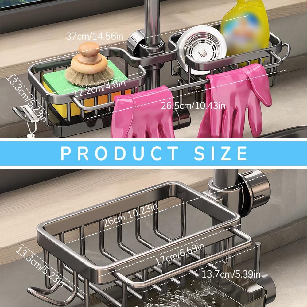 Sink organizer rack for kitchen and bathroom, Kitchen Sink Faucet Organizer with Drip Tray Faucet