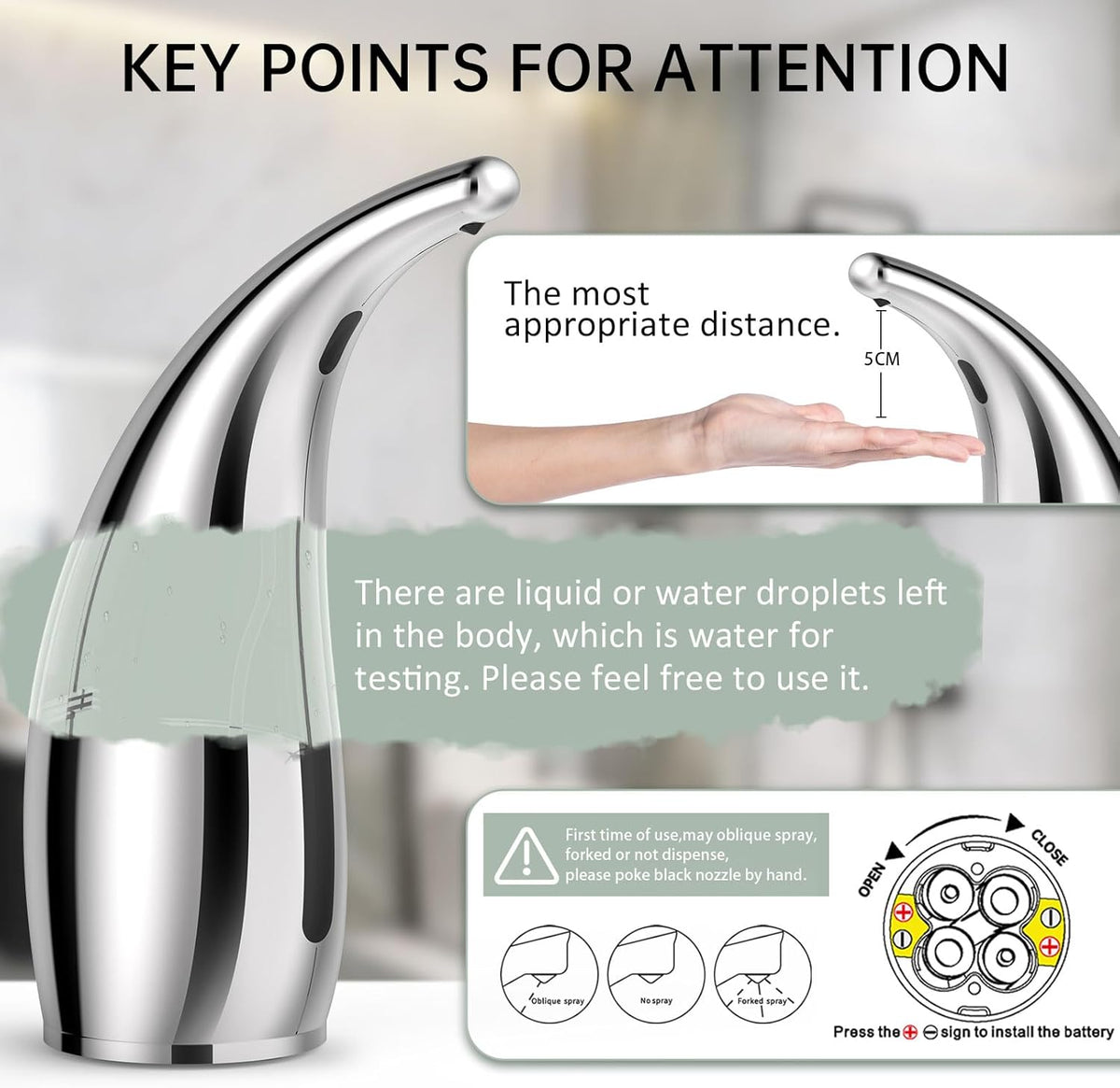 Automatic Liquid Soap Dispenser,300ML Touchless 4 Gear Adjustable,Countertop Electric Battery