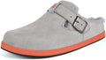 Fur Lined Clogs for Women Men Suede Winter Slippers Arch Support Slip on Mules Potato Shoes with
