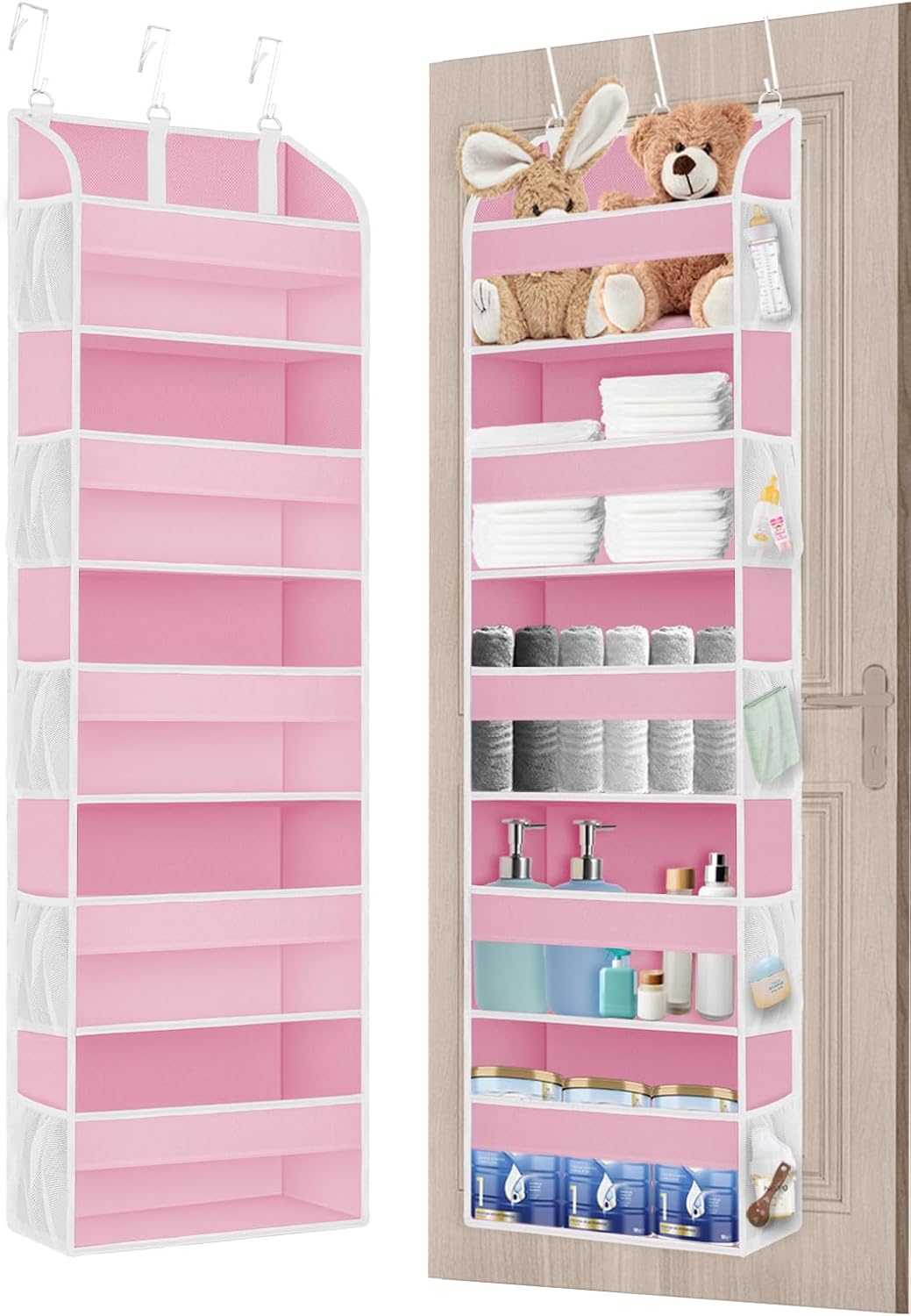 1 Pack Over The Door Storage Organizer with 5 Pockets 10 Mesh Pockets, 44 lbs Weight Capacity Door