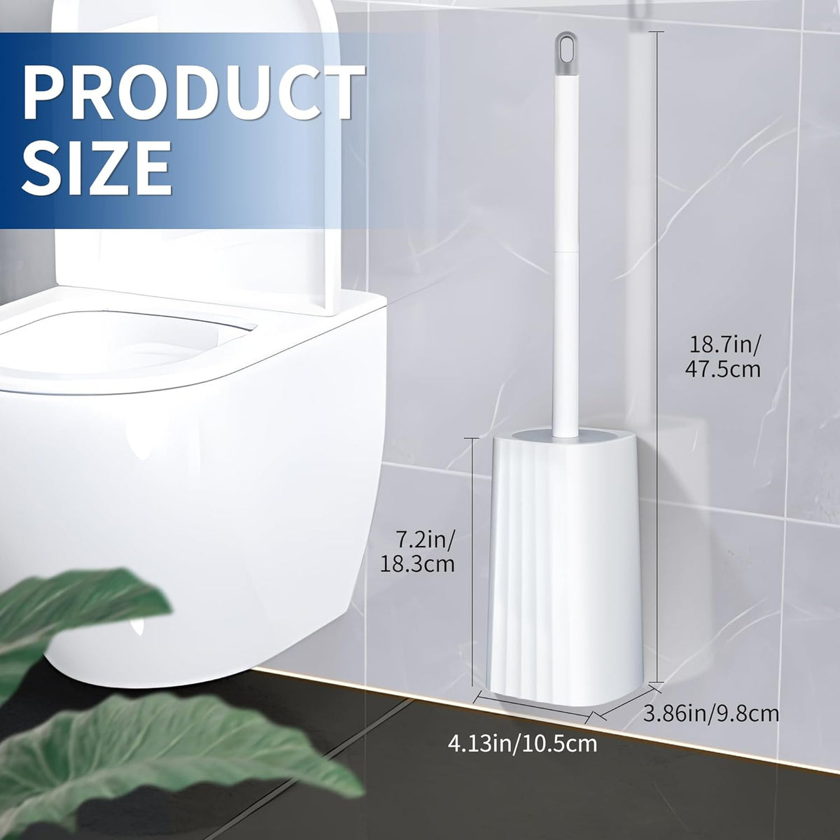 Toilet Brush & Holder Set, 2 Pack Toilet Brushes for Bathroom with Holder, Lightweight Plastic