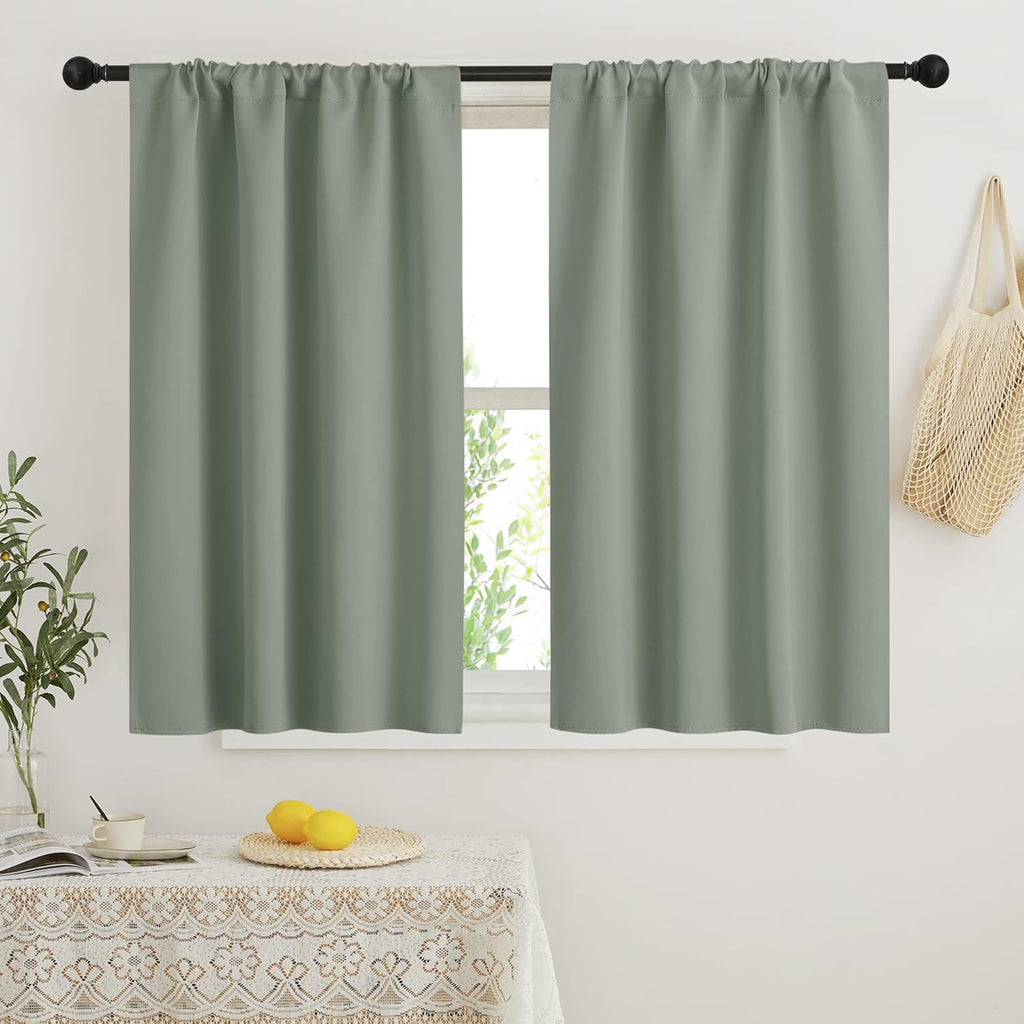 RYB HOME Blackout Curtains for Small Window - Thermal Insulated Privacy Curtains Shades for Kitchen