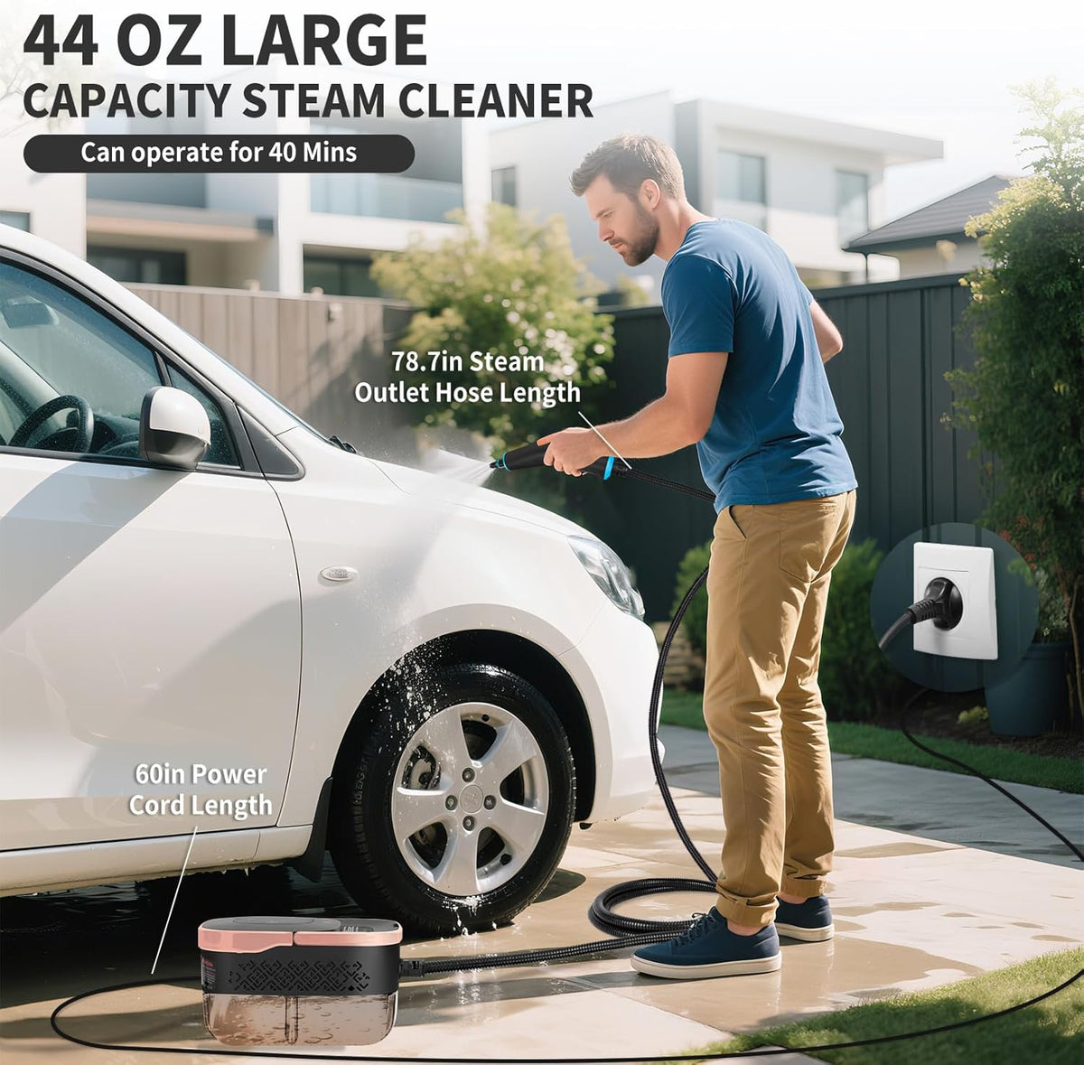 2500W Portable Handheld Steam Cleaner, High Temperature Pressurized Steam Cleaning Large Capacity
