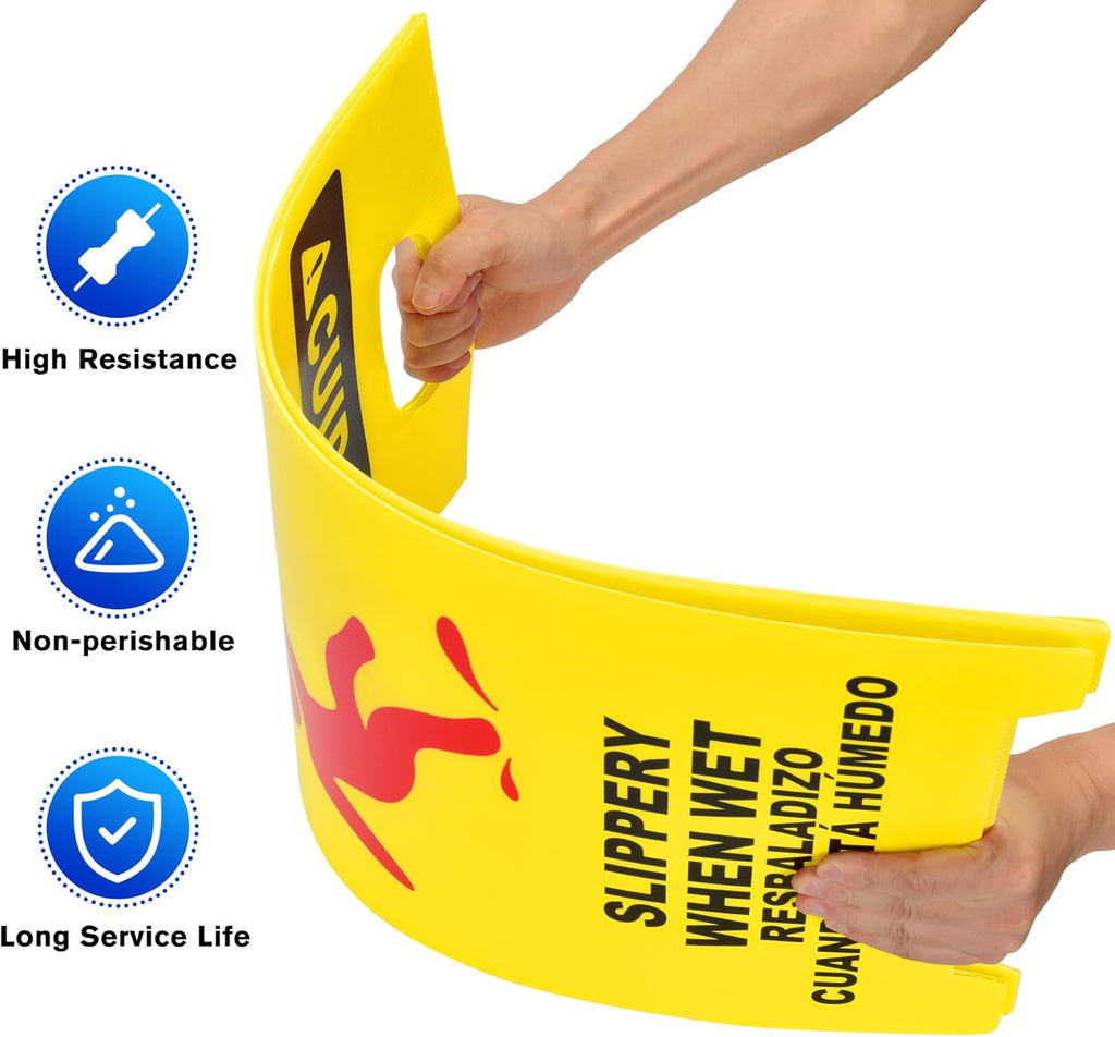 MATTHEW CLEANING 25'' Industrial Wet Floor Sign 3 Pack 2-Sided Durable Corrugated Plastic Birght
