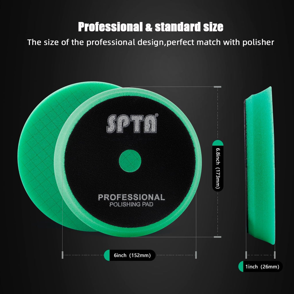 SPTA Polishing Pads, 5Pc 6 Inch 150mm Orbital Buffer Polisher Pads and 1Pc Microfiber Buffing Pads