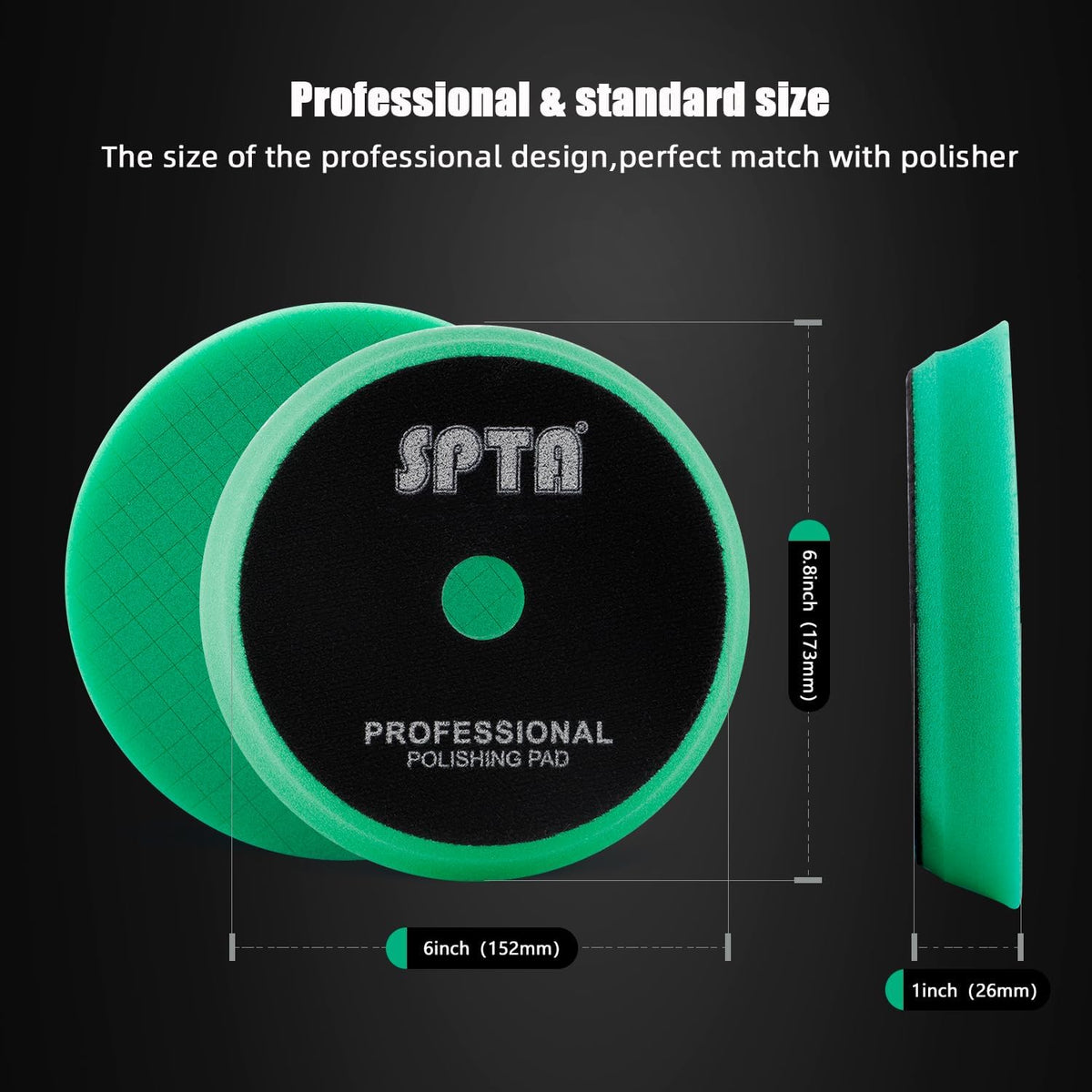 SPTA Polishing Pads, 5Pc 6 Inch 150mm Orbital Buffer Polisher Pads and 1Pc Microfiber Buffing Pads