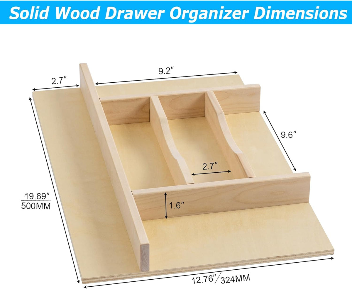 WelFurGeer Premium Wooden Silverware Organizer for Kitchen Drawers, Utensil Tray for Kitchen