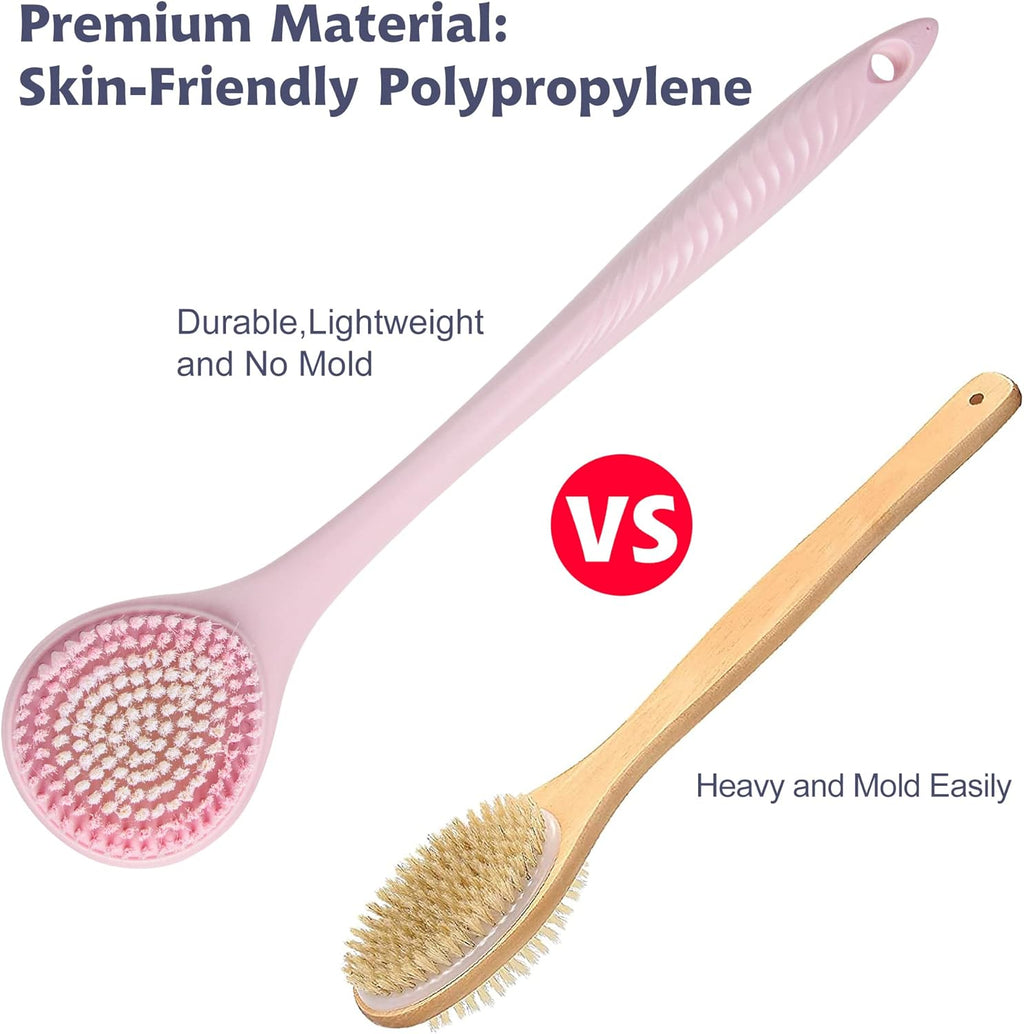 BEDELITE Back Bath Brush Long Handle for Shower of 2 - Soft Shower Brush for Men & Women,Back Brush