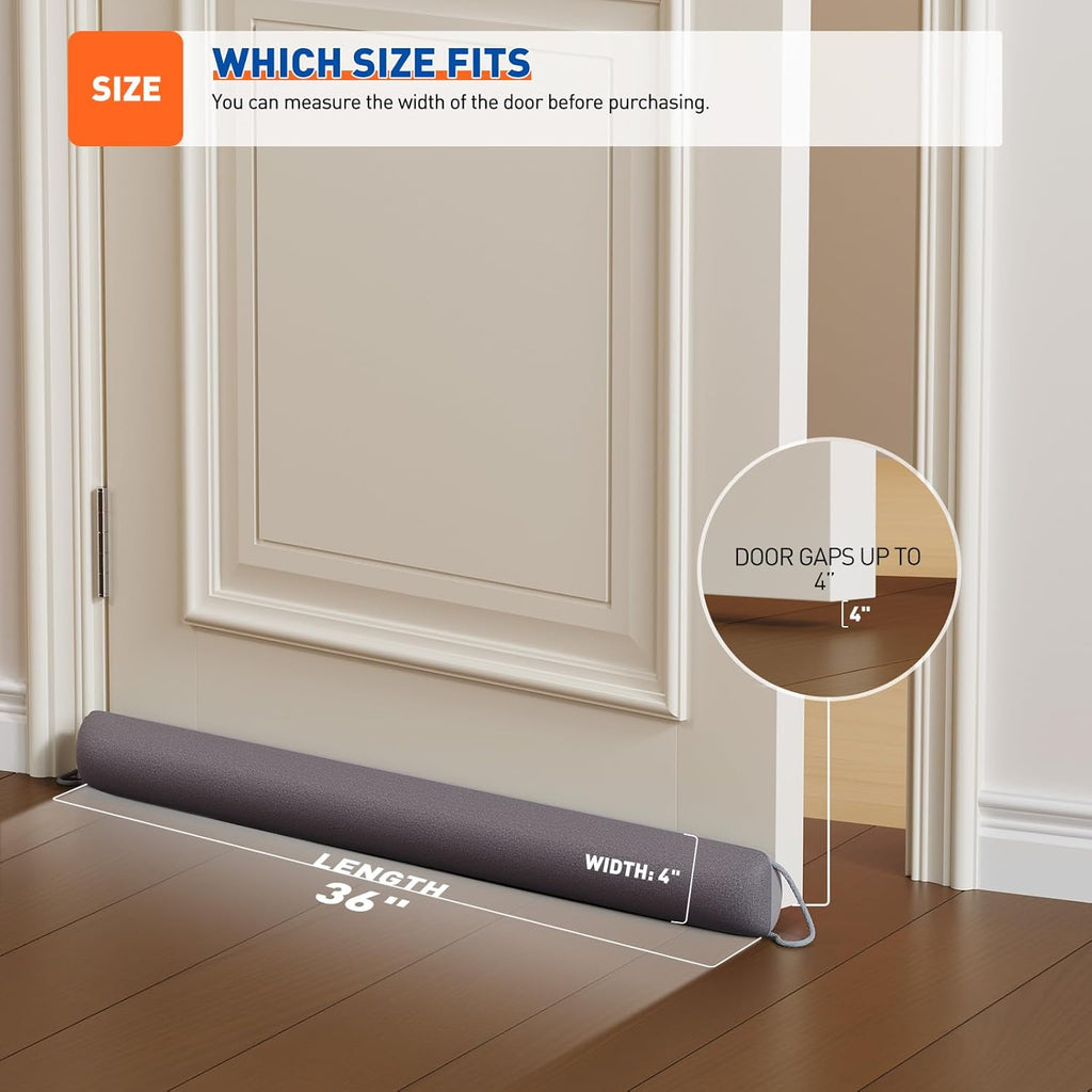 MAGZO Door Draft Stopper, 36 Inch x 2pcs Under Door Draft Blocker Noise Stopper, Weighted Wind