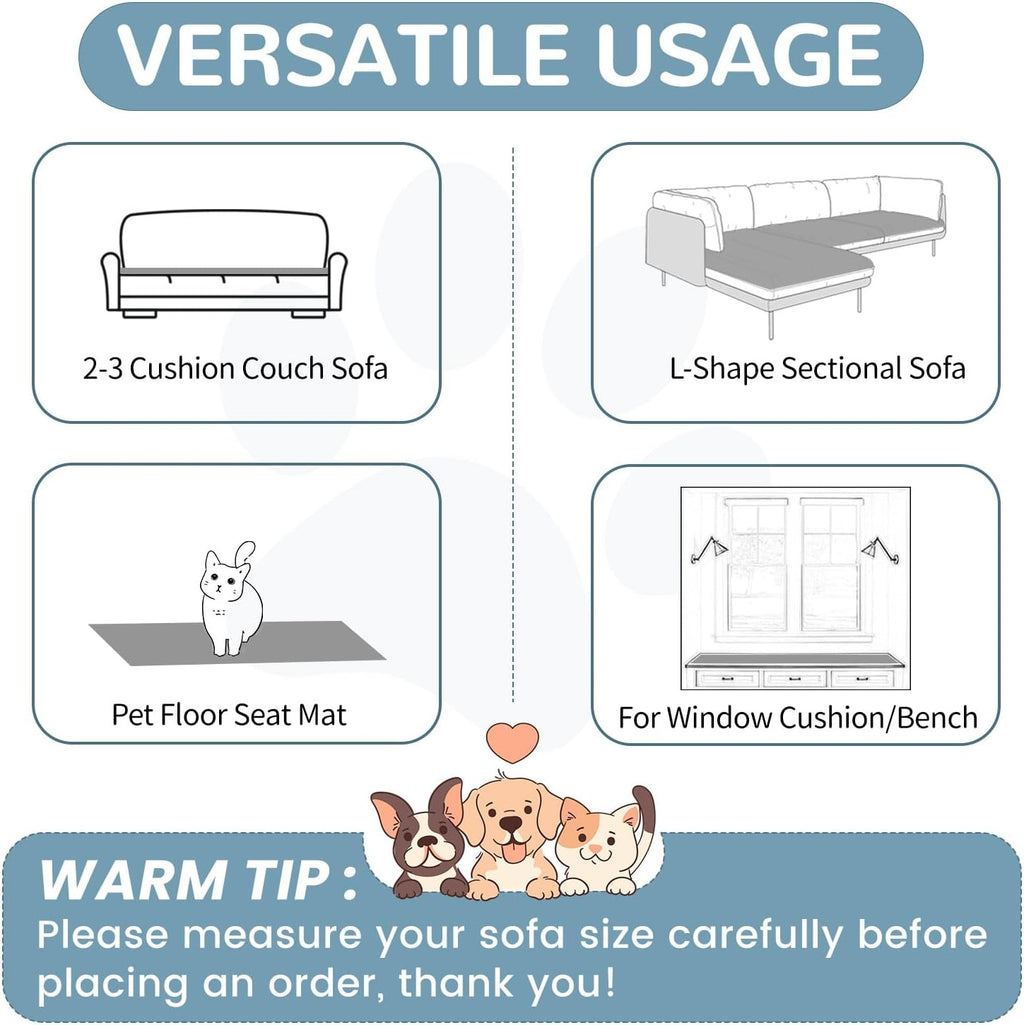 OTOB Couch Covers for Dogs Washable, Non Slip Plush Sofa Cover Kids Pet Friendly Furniture