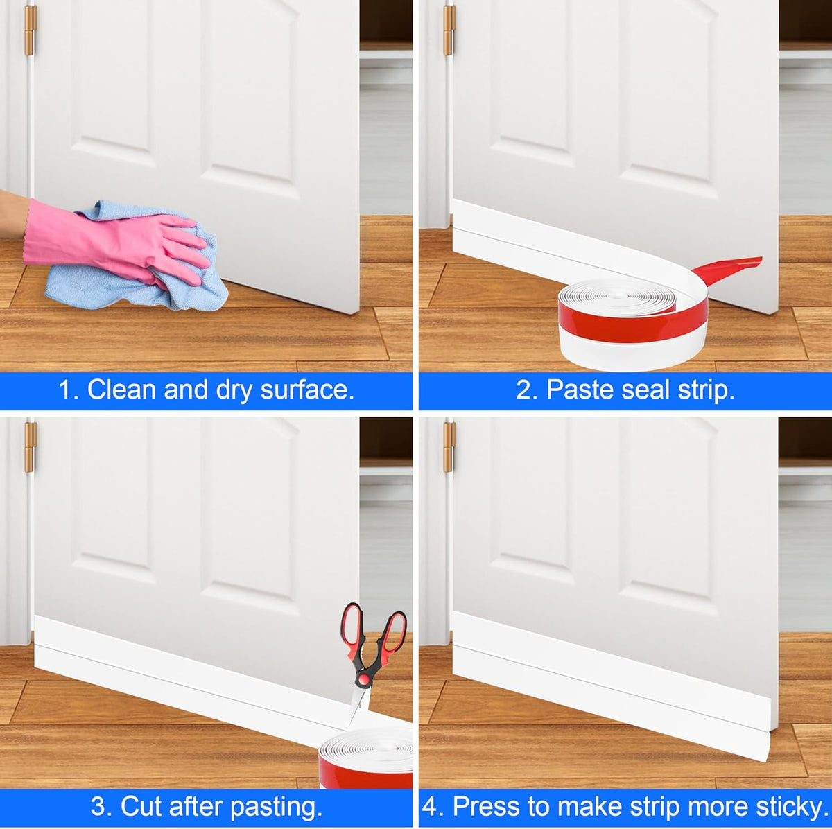 ToLanbbt Weather Stripping Silicone Door Seal Strip 2 in x 10 ft Door Draft Stopper Self Adhesive