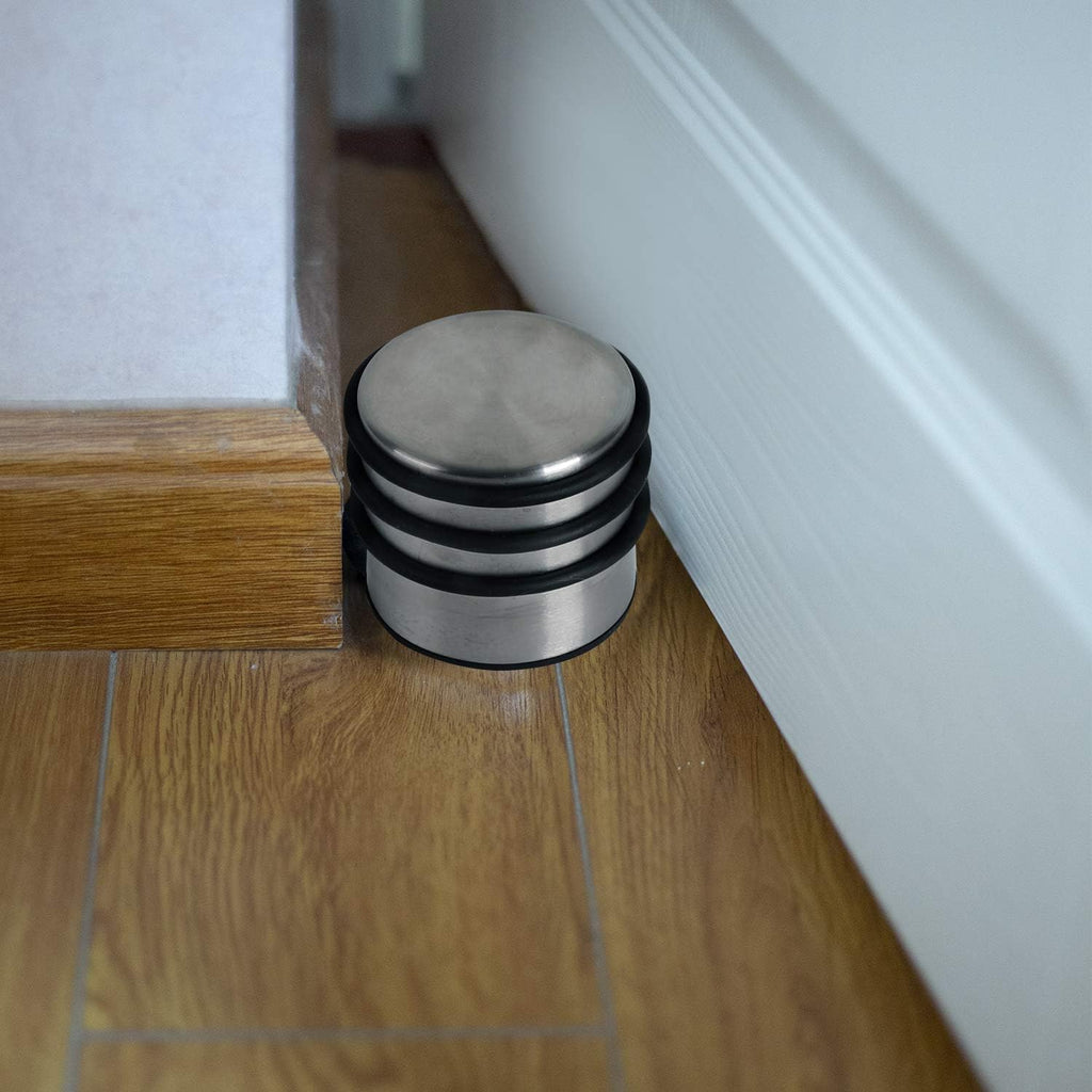 KINJOEK Heavy Weight Door Stopper, No DrillStainless Steel Door Stop with Protective Rubber Bands