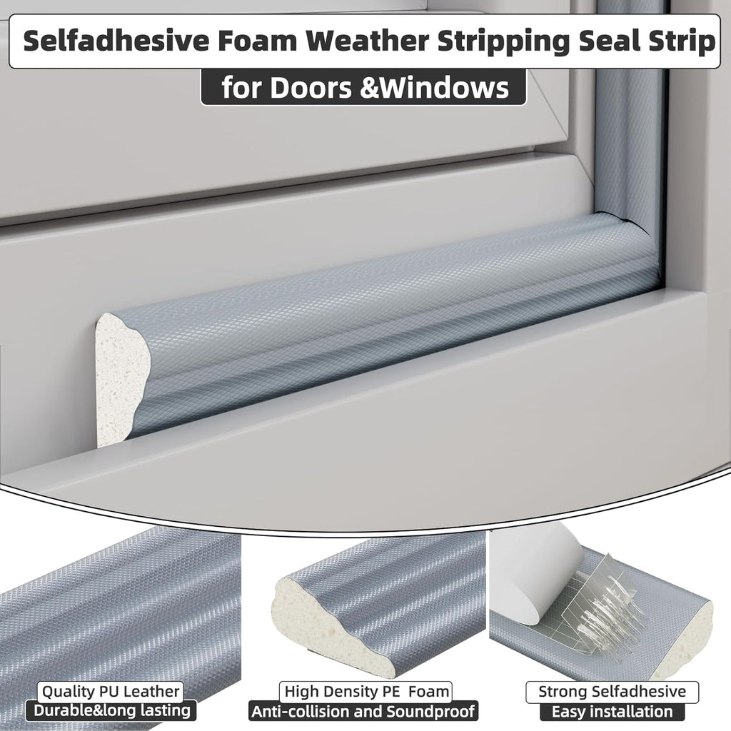 9.8 Ft Weather Stripping Seal Strip for Doors/Windows,Soundproofing Window Insulation Draft Stopper