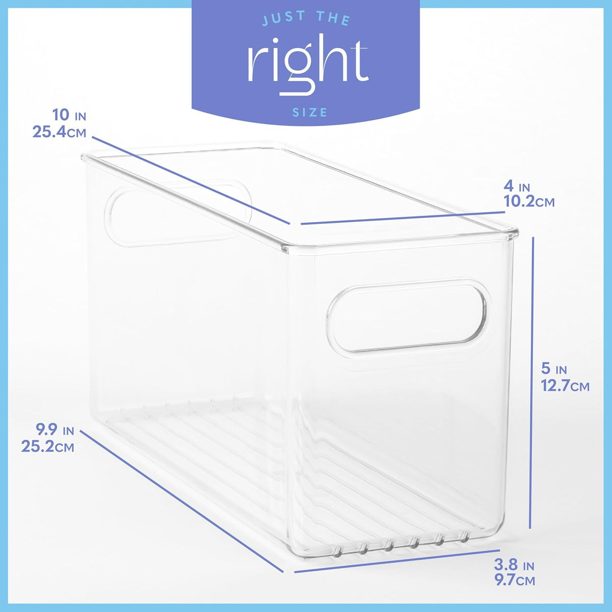 Plastic Food Storage 4 Pack Clear Container Bin with Handles for Organizing Kitchen, Pantry
