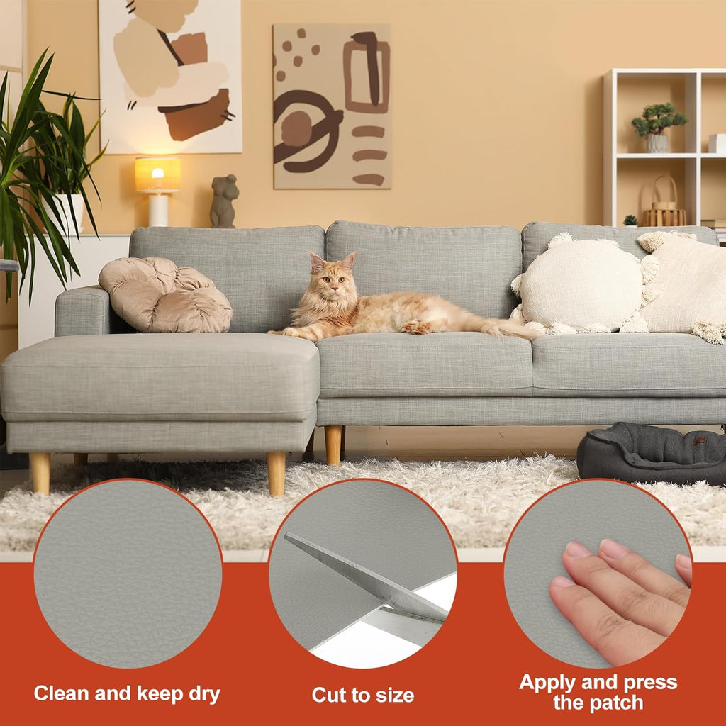 PATIKIL Leather Patches Tape for Furniture, 6.3 x 61 Inch Self Adhesive Vinyl Leather Repair Kit