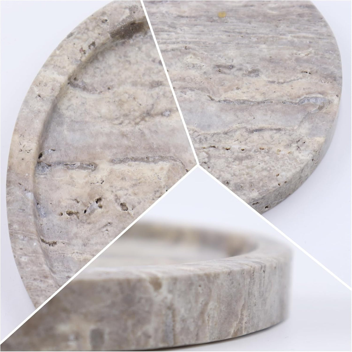 Natural Marble Tray, Oval Vanity Decorative Tray for Bathroom Counter, Countertop Stone Organizer