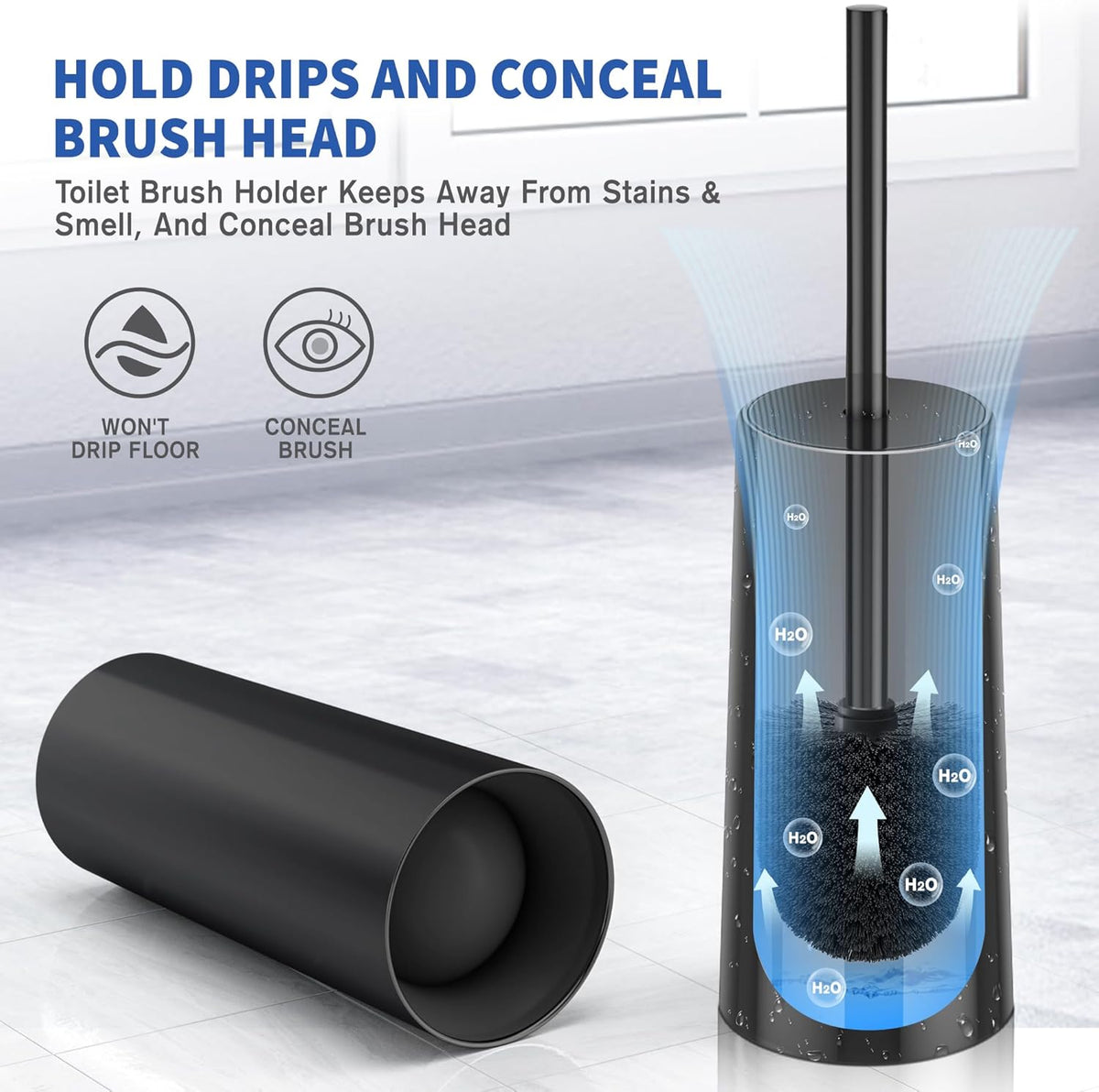 Toilet Brush and Holder, Toilet Brush Stainless Steel, Toilet Bowl Brush for Bathroom