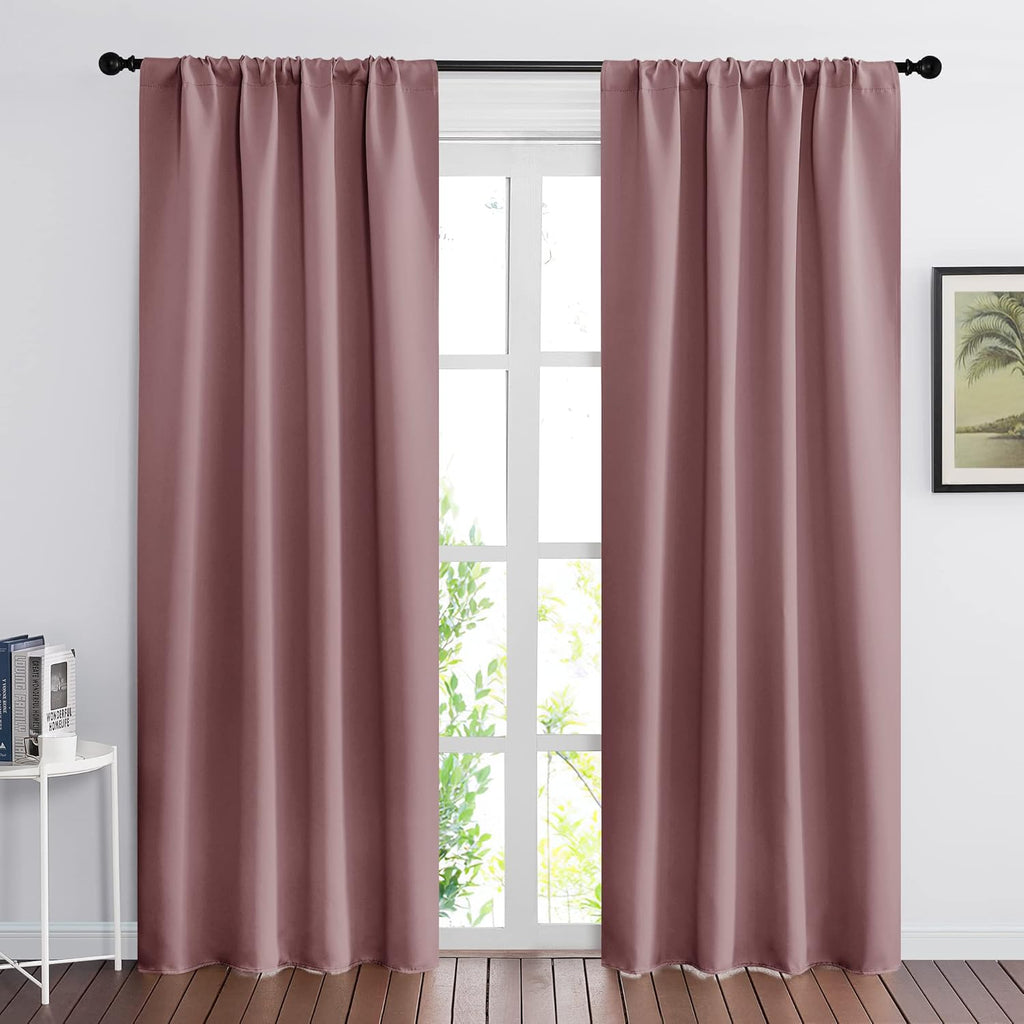 RYB HOME Living Room Curtains Blackout - Light Block Energy Efficiency Small Window Treatment