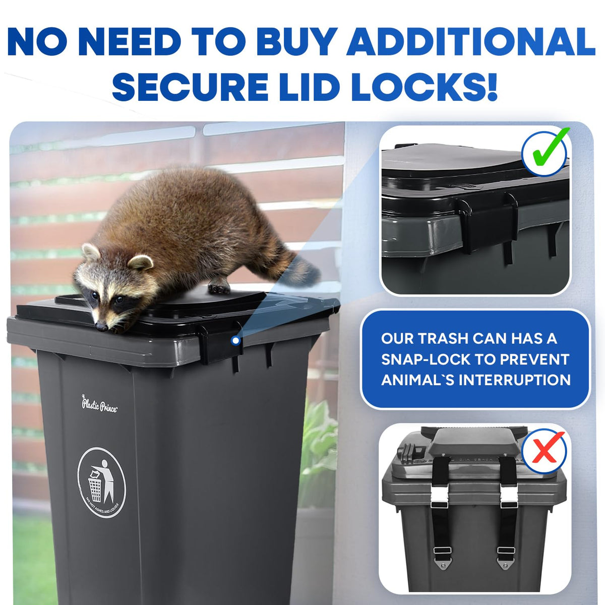32 Gallon Trash Can with Wheels Outdoor Garbage Can with Lid and Wheels Locking Trash Can