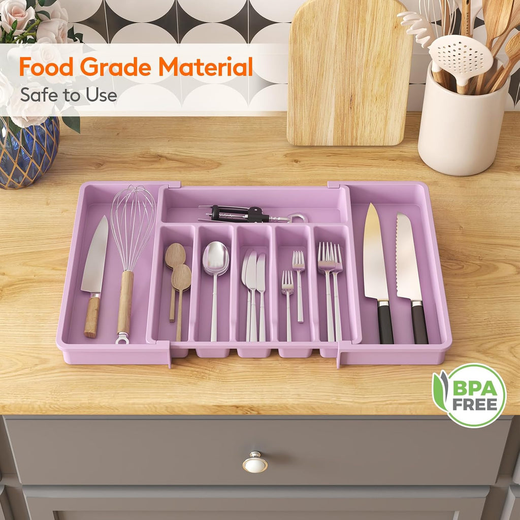 Lifewit Silverware Drawer Organizer, Expandable Utensil Tray for Kitchen, BPA Free Flatware and