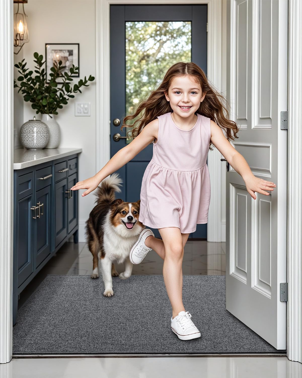 LUMI Indoor Door Mat 36"x56", Ultra Thin Low Profile Non-Slip Doormat for Home Entrance, Absorbent