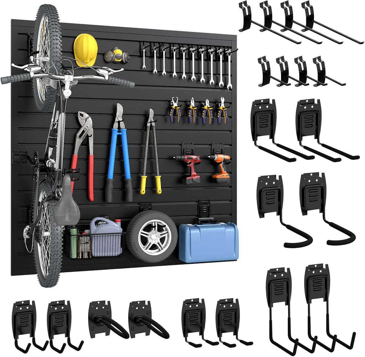 DoCred Slatwall Paneling Organizer, 4x4 FT PVC Garage Slat Wall Storage Systems, Heavy Duty Mounted