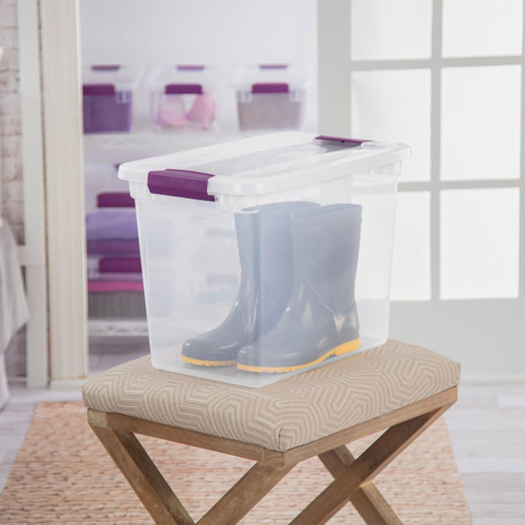 Sterilite 24-Pack 27 Quart ClearView Latch Box, Stackable Organizer Bins with Latching Lids - Clear