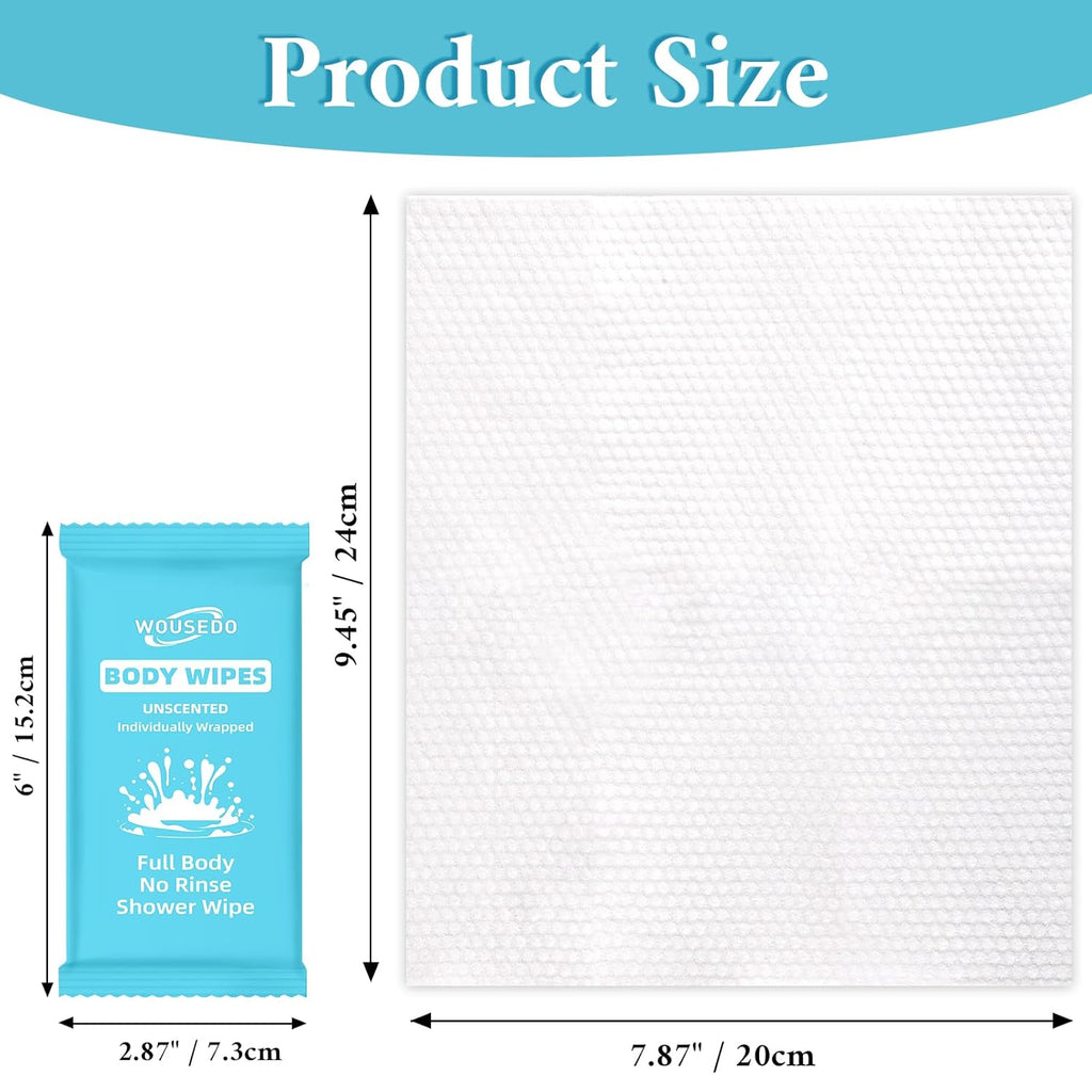 500 Pcs Ultra Thick Soft Large Body Wipes Individually Wrapped(7.87" x 9.45"),Shower Wipes for