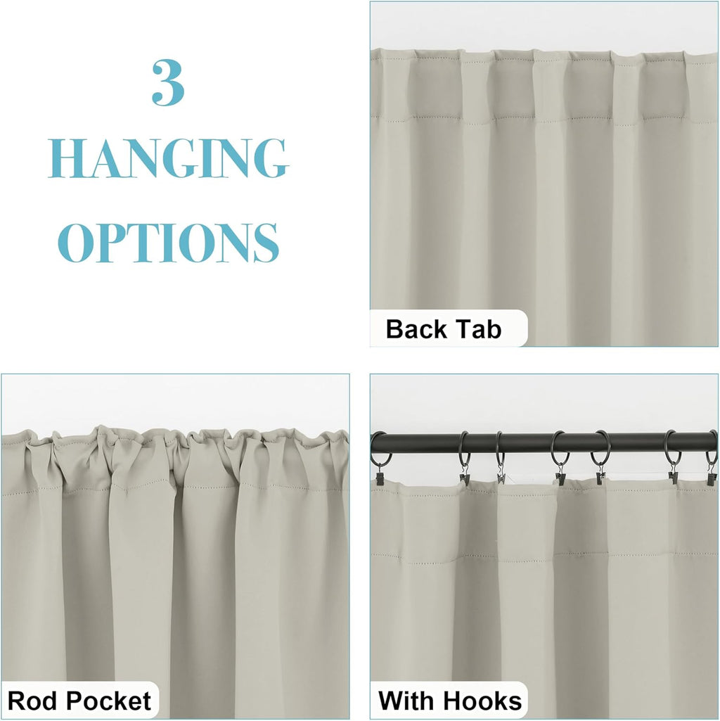 RYB HOME Blackout Curtains for Bedroom, Window Shades Thermal Insulating Privacy Drapes for Living