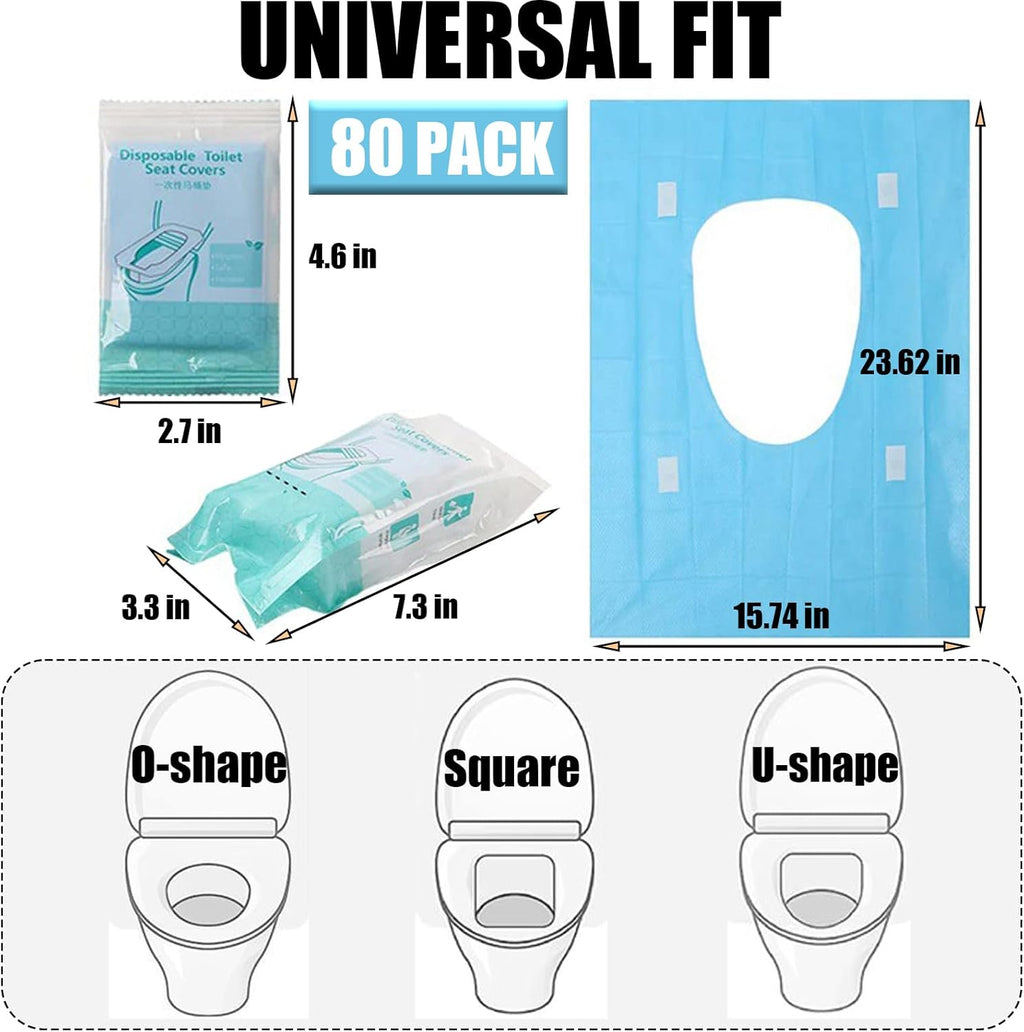 80 Pack Toilet Seat Covers Disposable 16x24 Inch XL Portable Toilet Liners Travel Seat Cover for