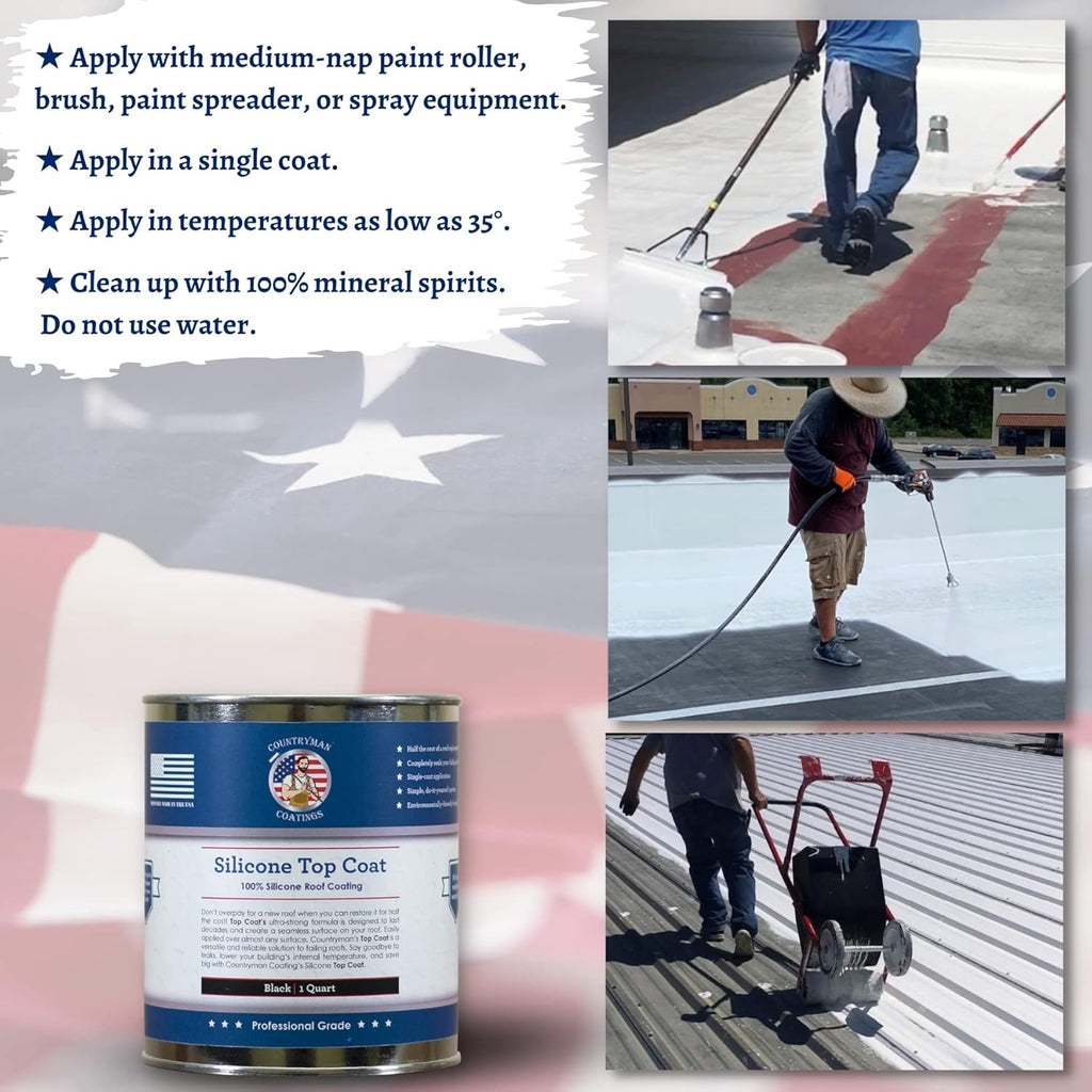 Countryman Coatings - 100% Silicone Roof Coating - Restore Your Roof in a Day - Seal Leaks, Cracks