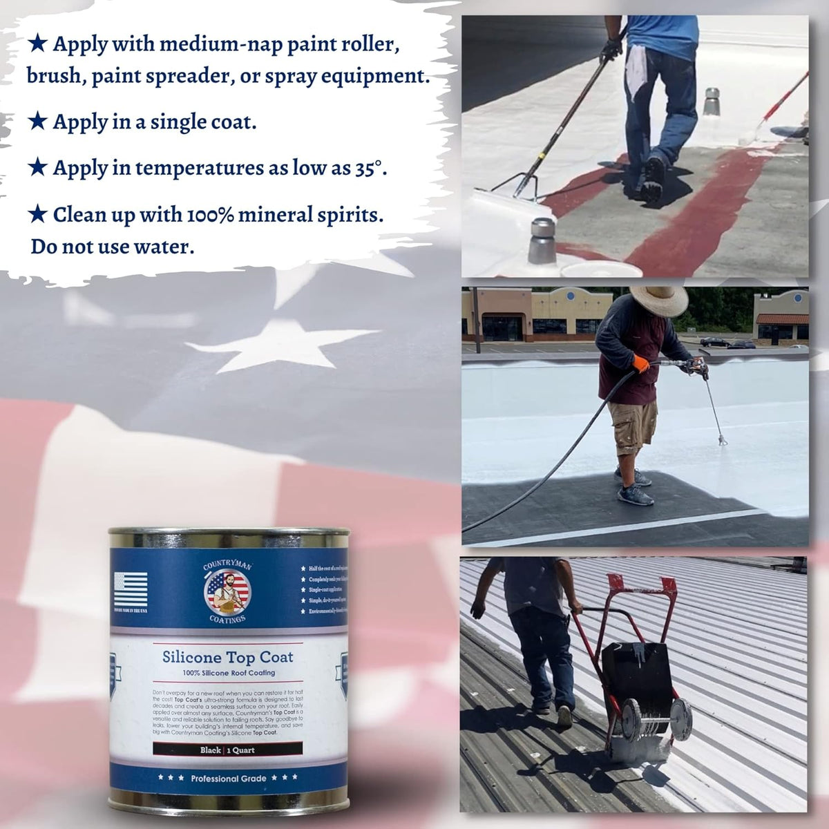 Countryman Coatings - 100% Silicone Roof Coating - Restore Your Roof in a Day - Seal Leaks, Cracks