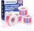 FRESINIDER Silicone Tape 1" x 1.5 Yard Pink 4 Rolls for Sensitive Skin, Pre-Cut Waterproof Medical