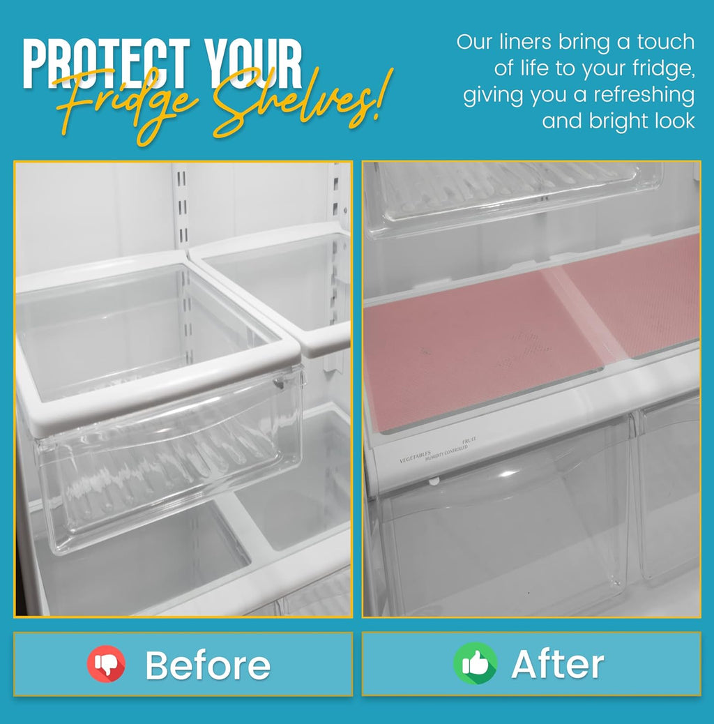 Refrigerator Liners for Shelves (16 Pack) by Linda’s Essentials - Non-Adhesive Shelf or Drawer
