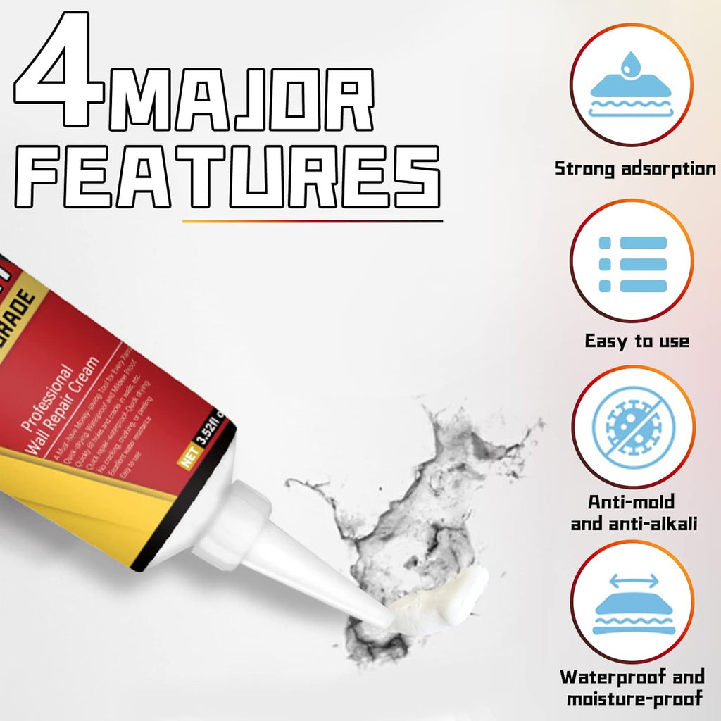 Drywall Patch Repair Kit with Scraper, White Wall Mending Agent with 2 Pcs Aluminum Drywall(2