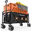 300L Large Collapsible Wagons Carts with Big All-Terrain Beach Wheels, Foldable Shopping Wagon