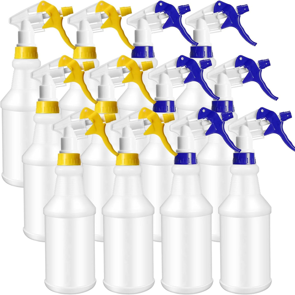 Eccliy 12 Pcs 16 Oz Plastic Spray Bottle, Adjustable Empty Reusable Sprayer for Cleaning, Planting