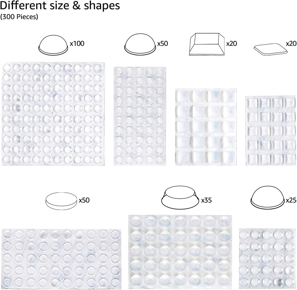 Amazon Basics Cabinet Door Bumper, Clear Self Adhesive Bumpers Pads for Surface Protection and
