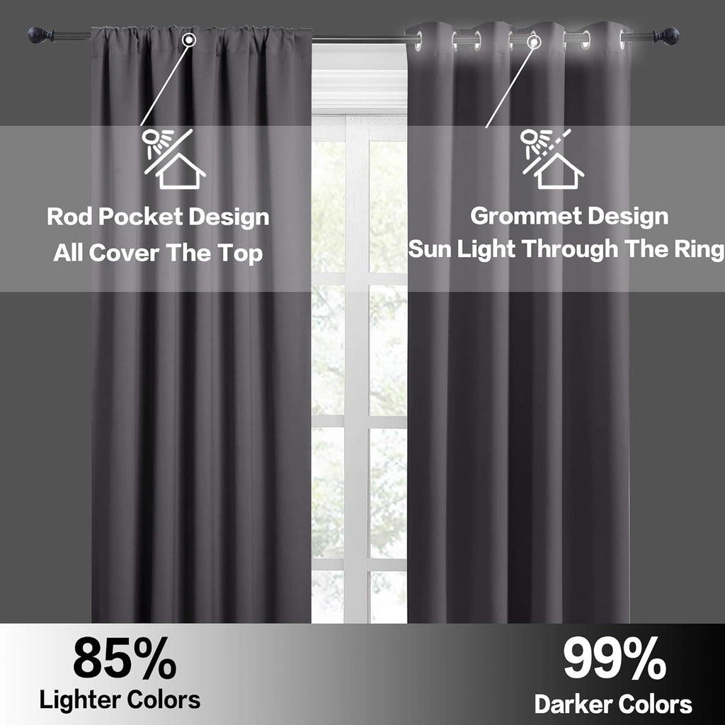 RYB HOME Blackout Curtains 84 inches Long 2 Panels Set for Living Room, Thermal Insulating Privacy
