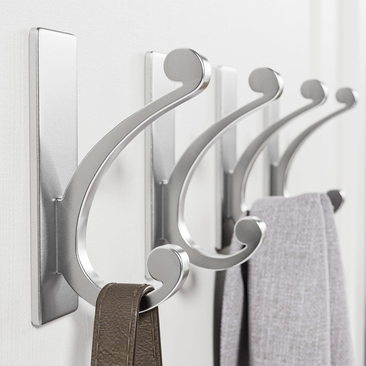 Adhesive Wall Hook for Towel/Coat - Extra Sticky 10LB Stainless, Stick on Hanger for Bath or