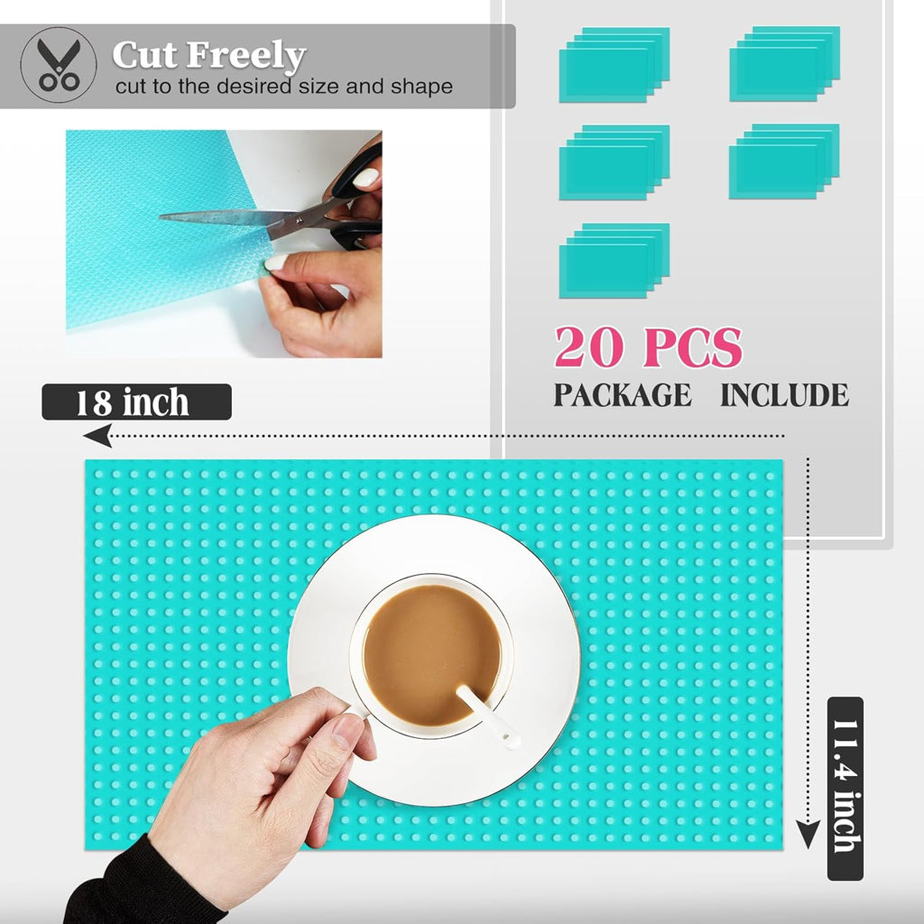 20Pcs Refrigerator Liners, Washable Fridge Liner Shelf Mats Refrigerator Pads for Cupboard Cabinet