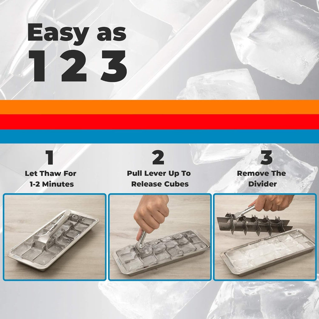 Vintage Inspired Ice Cube Tray | 18/8 Stainless Steel | 18 Slot Ice Cube Tray | Easy Release