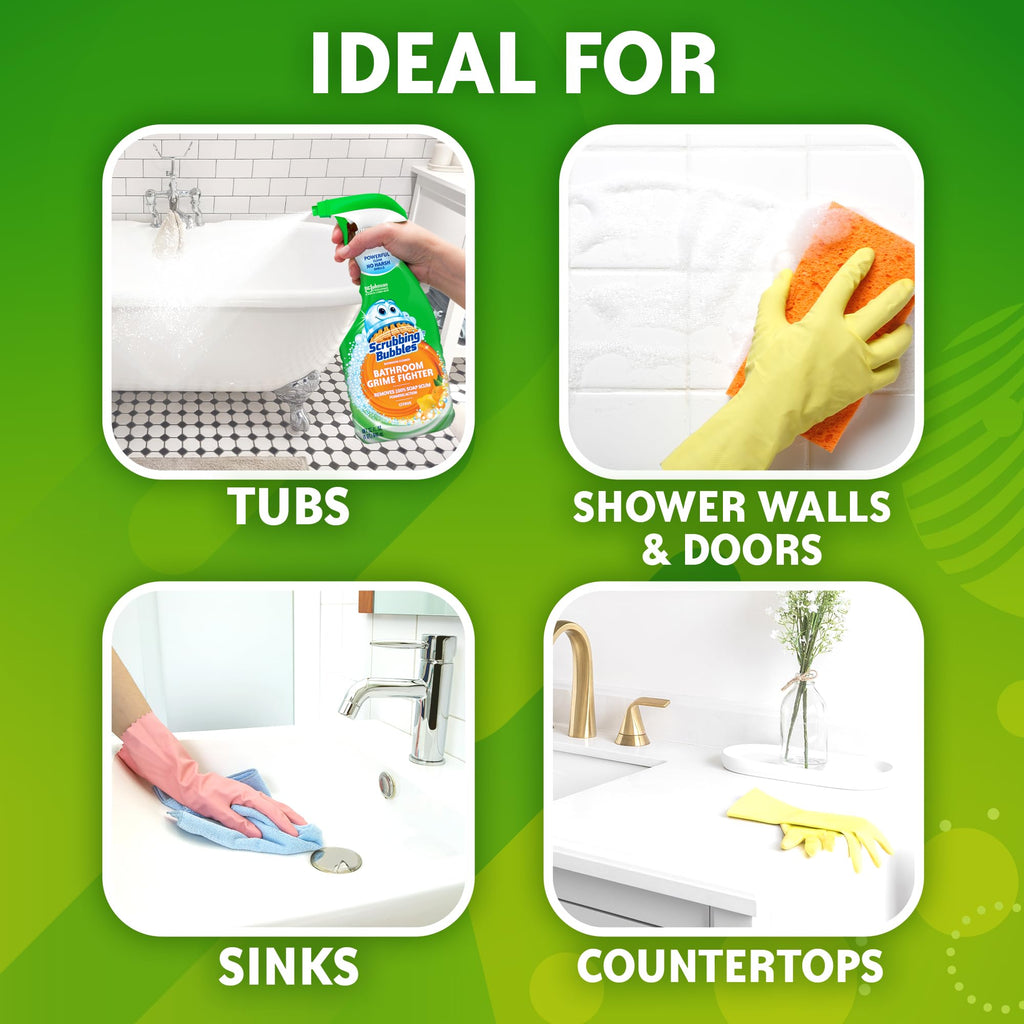Scrubbing Bubbles Bathroom and Shower Cleaner Disinfectant Spray, Bathroom Grime Fighter, Citrus